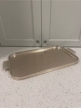 Vintage WOODMET England Gold-Tone Aluminum Serving Tray MCM Barware Hostess Tray